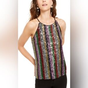 International Concepts XS Sequin Spaghetti Strap Tank Top Back Keyhole Closure